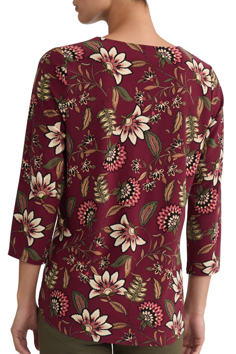 V-Neck Jersey Top with Hardware Detail, Alternate, color, CLASSIC WINE MULTI