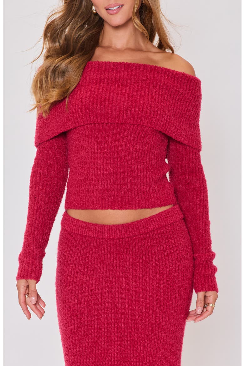 Ruby Off the Shoulder Crop Sweater, Main, color, WINE