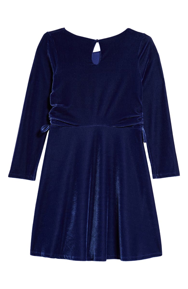 Ava & Yelly Kids' Long Sleeve Velvet Dress, Alternate, color, Blue