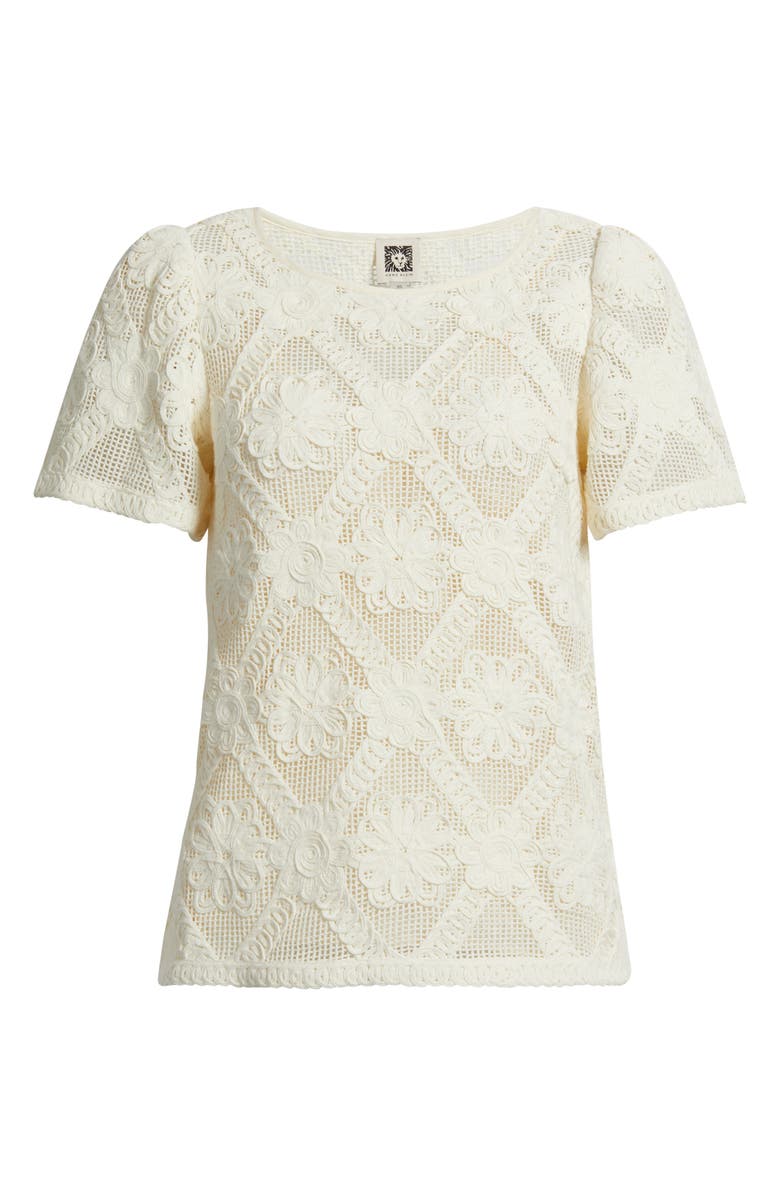Anne Klein Lace Top, Main, color, Soft Ecru