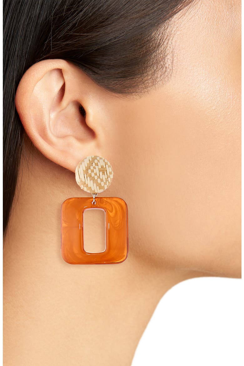 Set of 2 Door Knocker Earrings, Alternate, color, BROWN/ CREAM