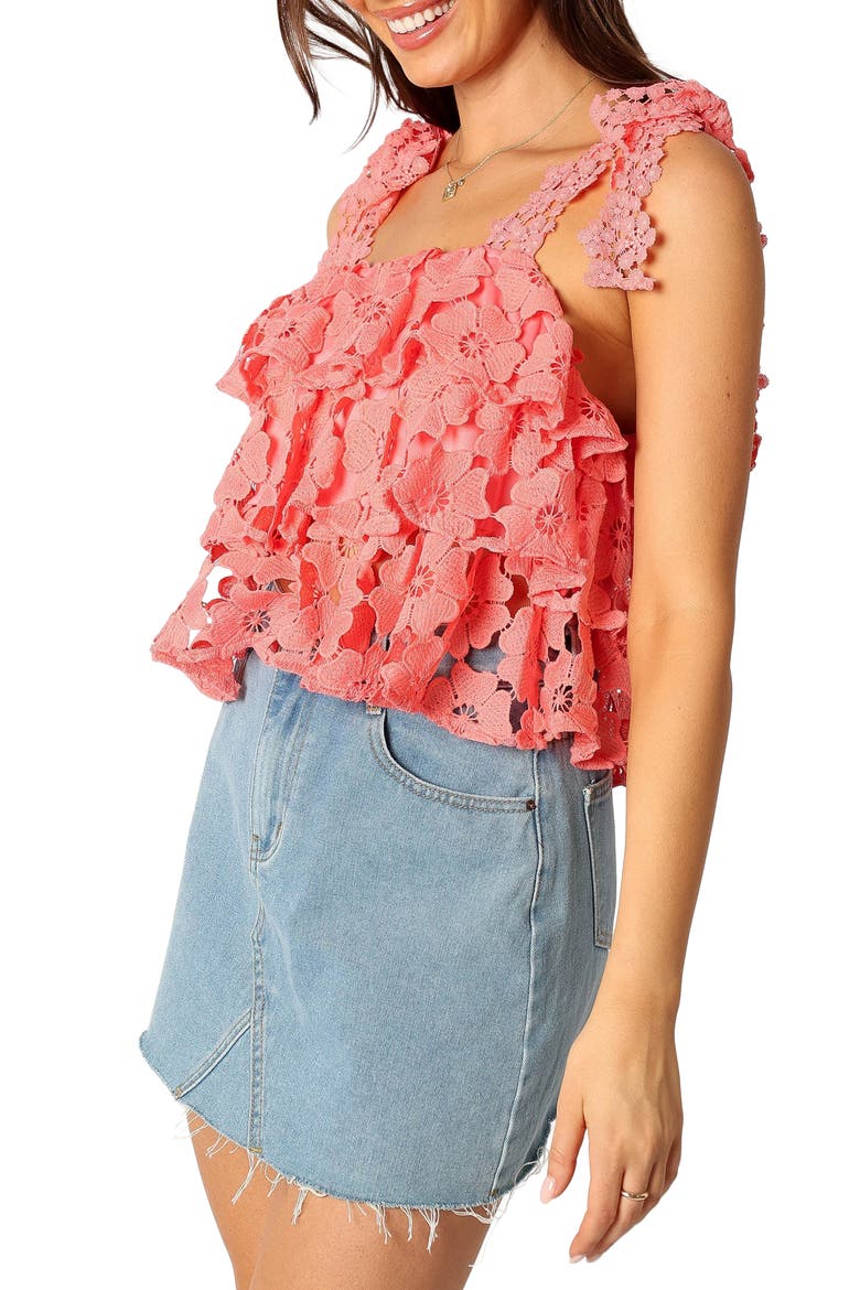 Neva Floral Lace Tiered Tank, Alternate, color, WATERMELON