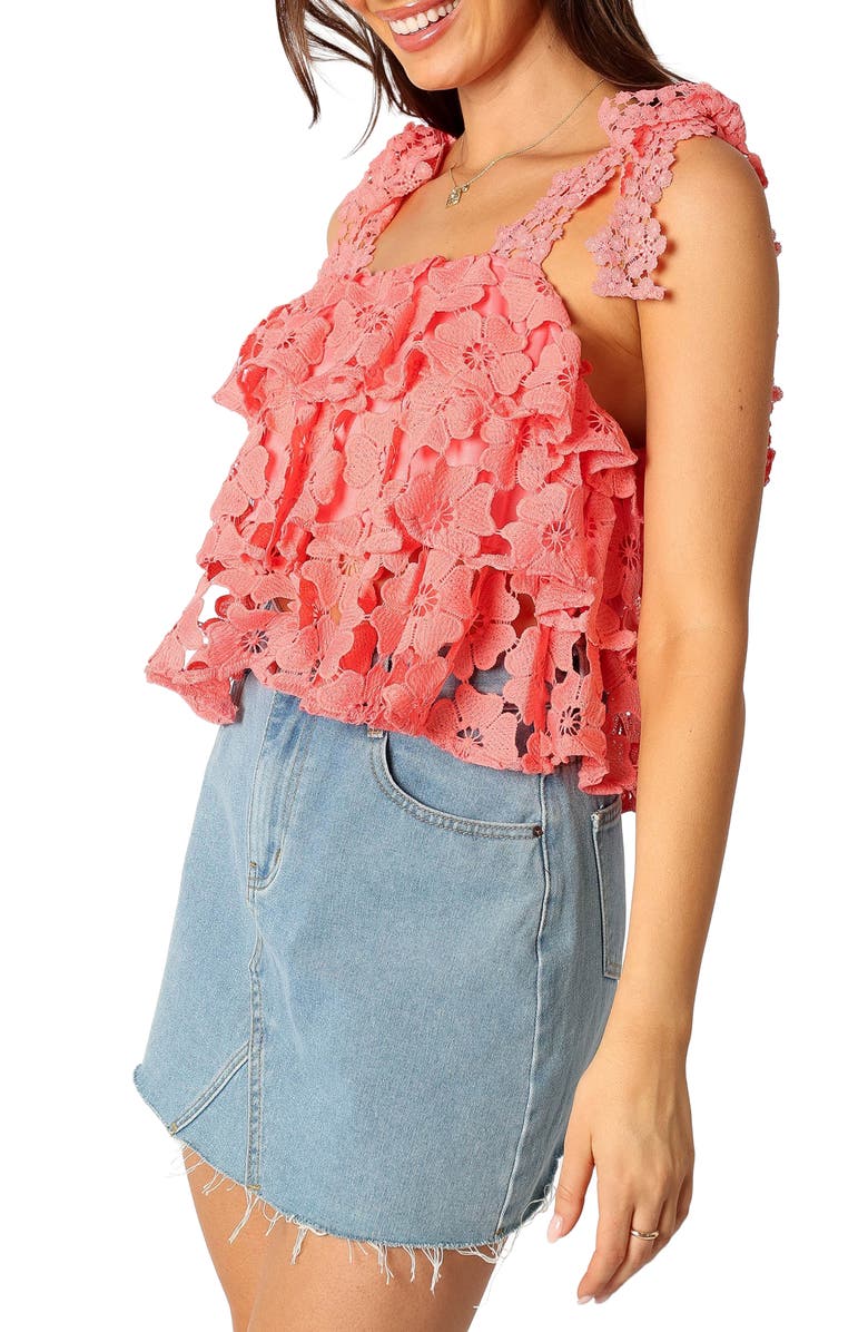 Petal & Pup Neva Floral Lace Tiered Tank, Alternate, color, Watermelon
