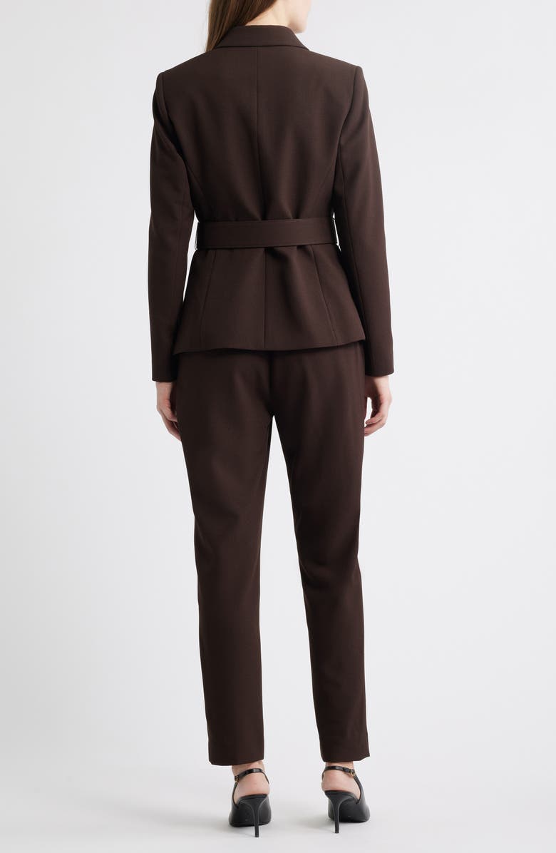 Tahari ASL Peak Lapel Belted Blazer & Pants Set, Alternate, color, Espresso