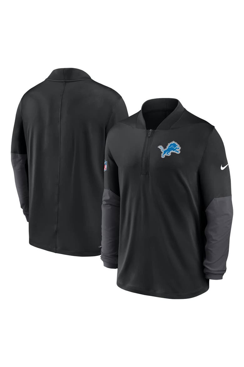 Men's Nike Black Detroit Lions Sideline Dri-FIT Half-Zip Pullover, Alternate, color, Black
