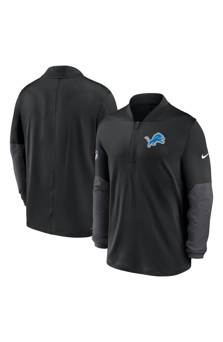 Nike Men's Nike Black Detroit Lions Sideline Dri-FIT Half-Zip Pullover, Alternate, color, Black