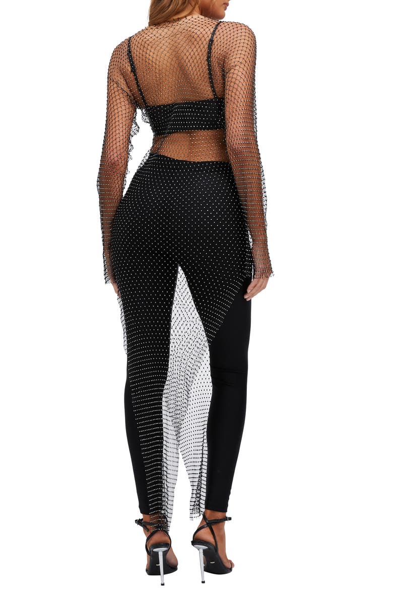 Bardot Celestial Crystal Mesh Asymmetric Dress, Alternate, color, 