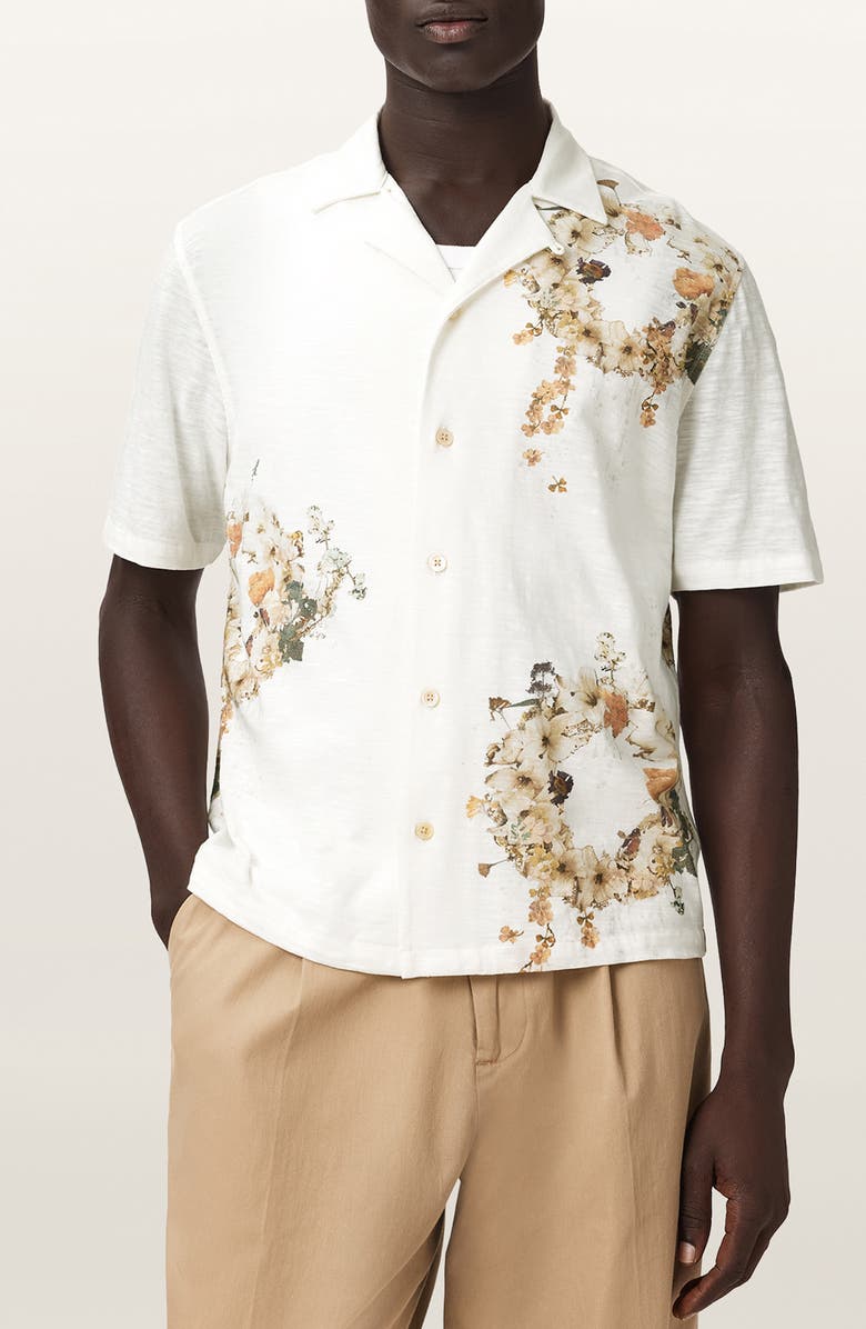 AllSaints Fleur Lis Camp Shirt, Main, color, Ecru