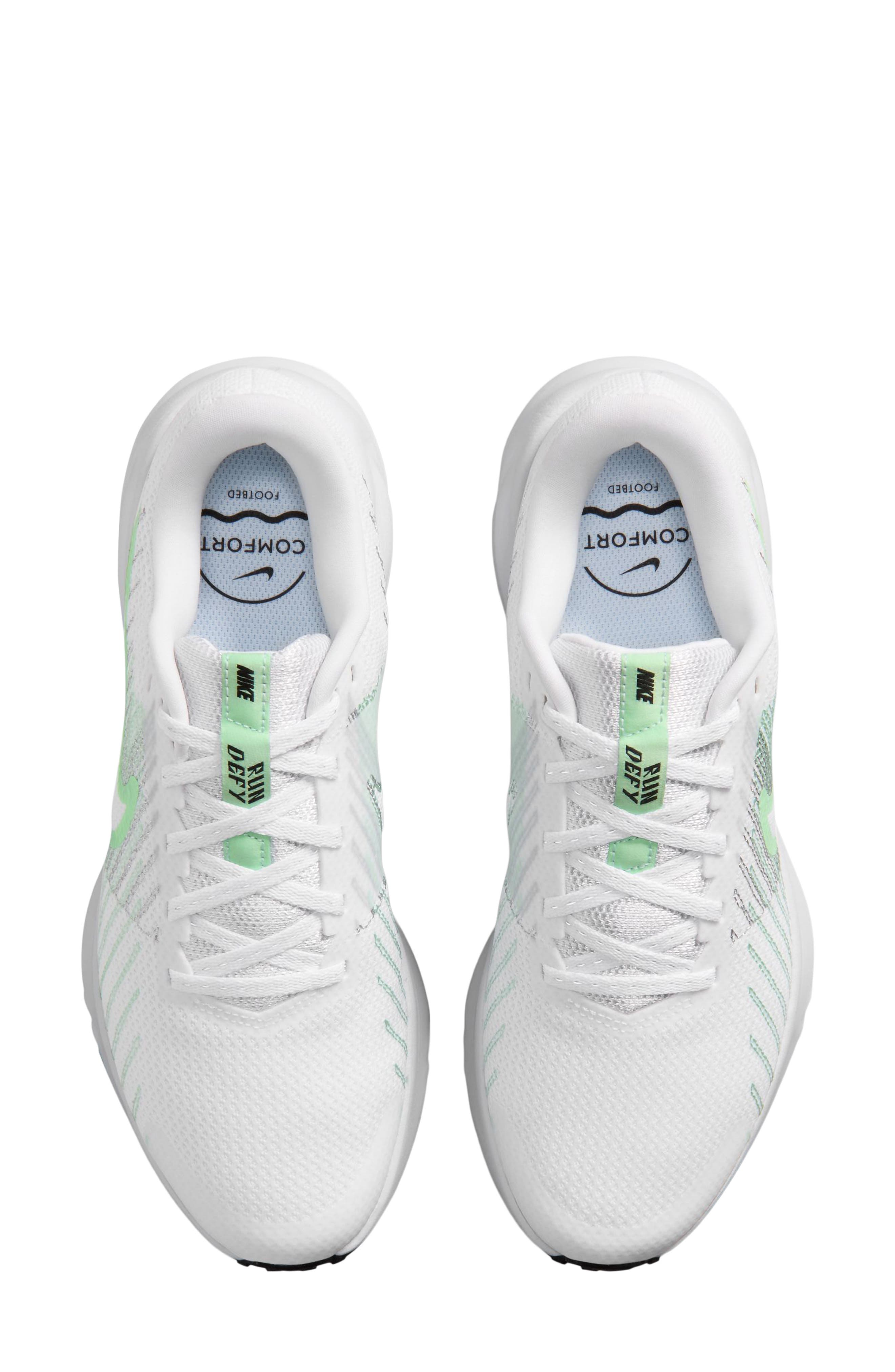 Run Defy Running Shoe, Alternate, color, WHITE/ GREEN/ BLACK
