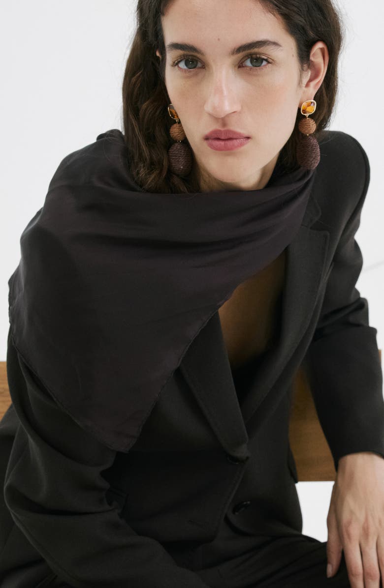 MANGO Raffia Drop Earrings, Alternate, color, Brown