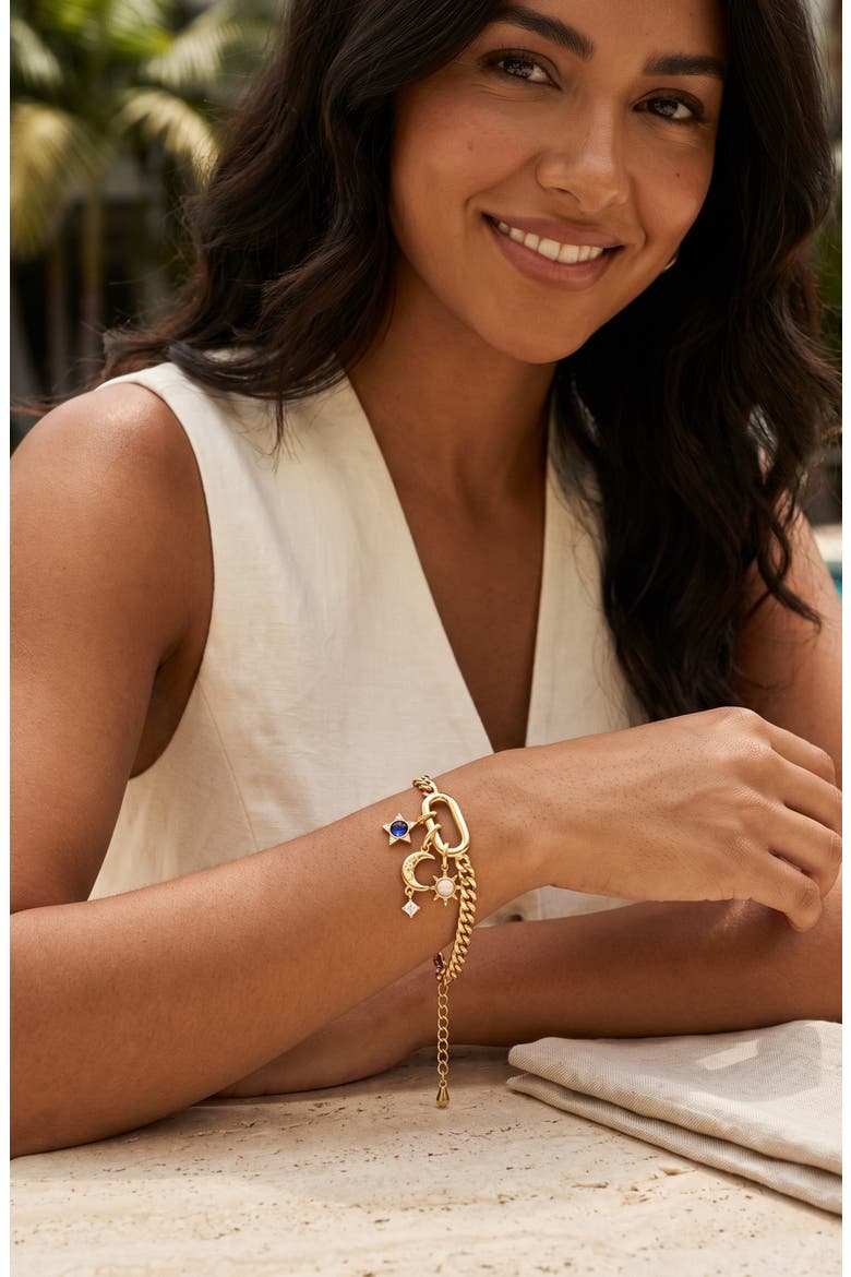 Luna Sol 18k Gold Plated Charm Bracelet, Alternate, color, GOLD