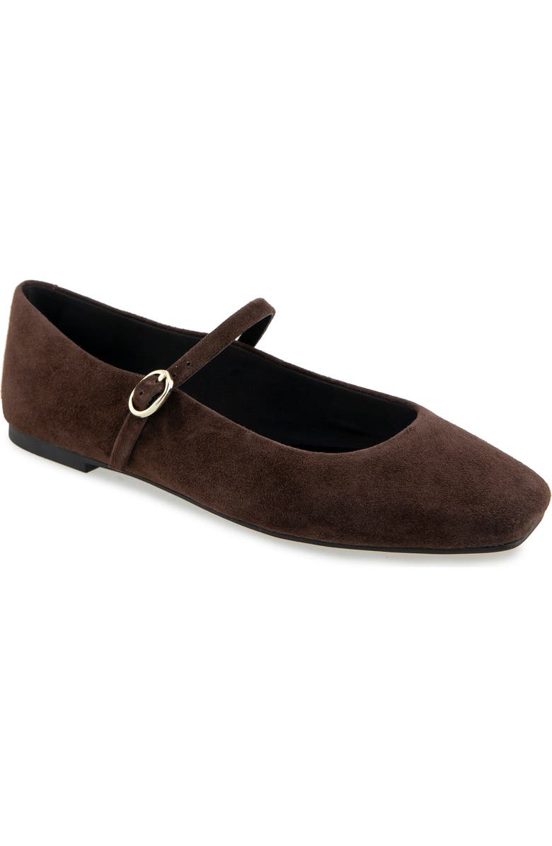 Kenneth Cole Jasper Mary Jane Flat, Main, color, Chocolate Suede