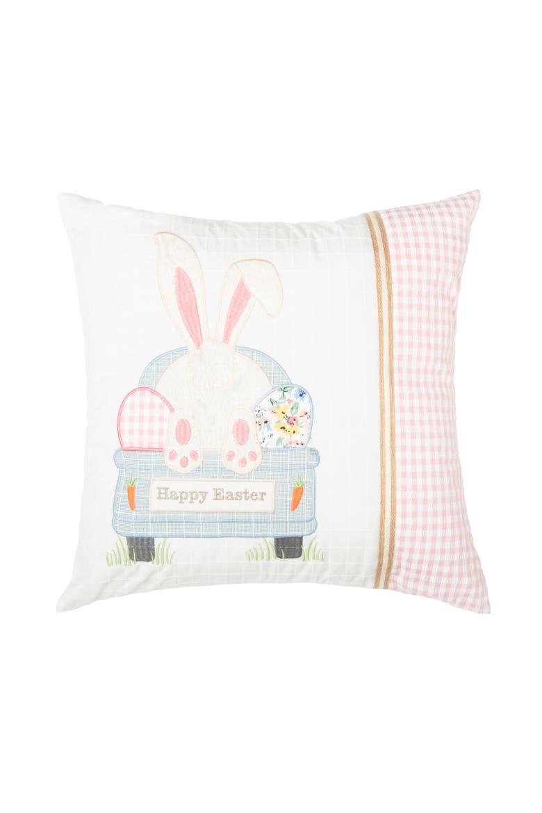 Happy Easter Spring Themed Bunny Eggs Accent Throw Pillow, 18" x 18", Main, color, Pink