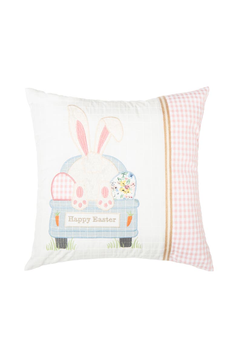 C&F Home Happy Easter Spring Themed Bunny Eggs Accent Throw Pillow, 18" x 18", Main, color, Pink