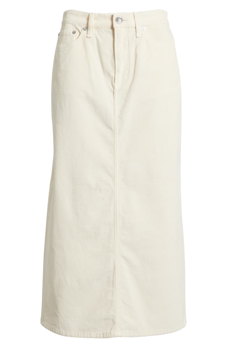rag & bone Gillian Corduroy Midi Skirt, Alternate, color, Ecru