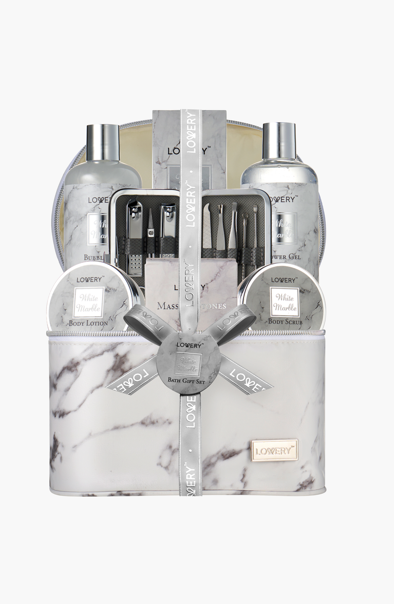 Lovery Premium 25-Piece Massage Kit and Spa Set with Stones, Main, color, White Marble