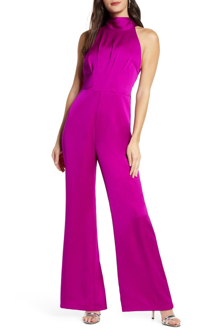 Tie Back Satin Jumpsuit, Main, color, ORCHID