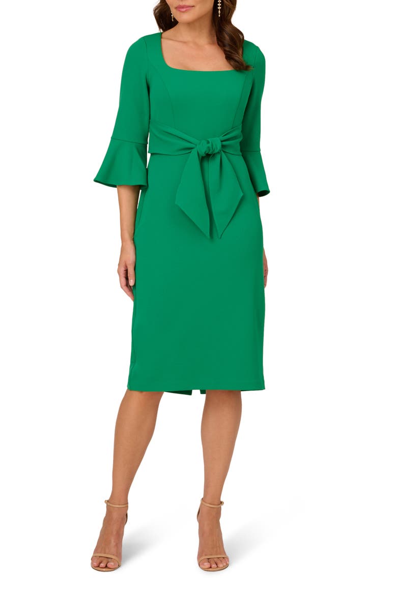 Tie Front Sheath Dress, Main, color, VIVID GREEN