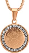 HMY JEWELRY 18K Rose Gold Plaed Stainless Steel Lord's Prayer CZ Pendant Necklace