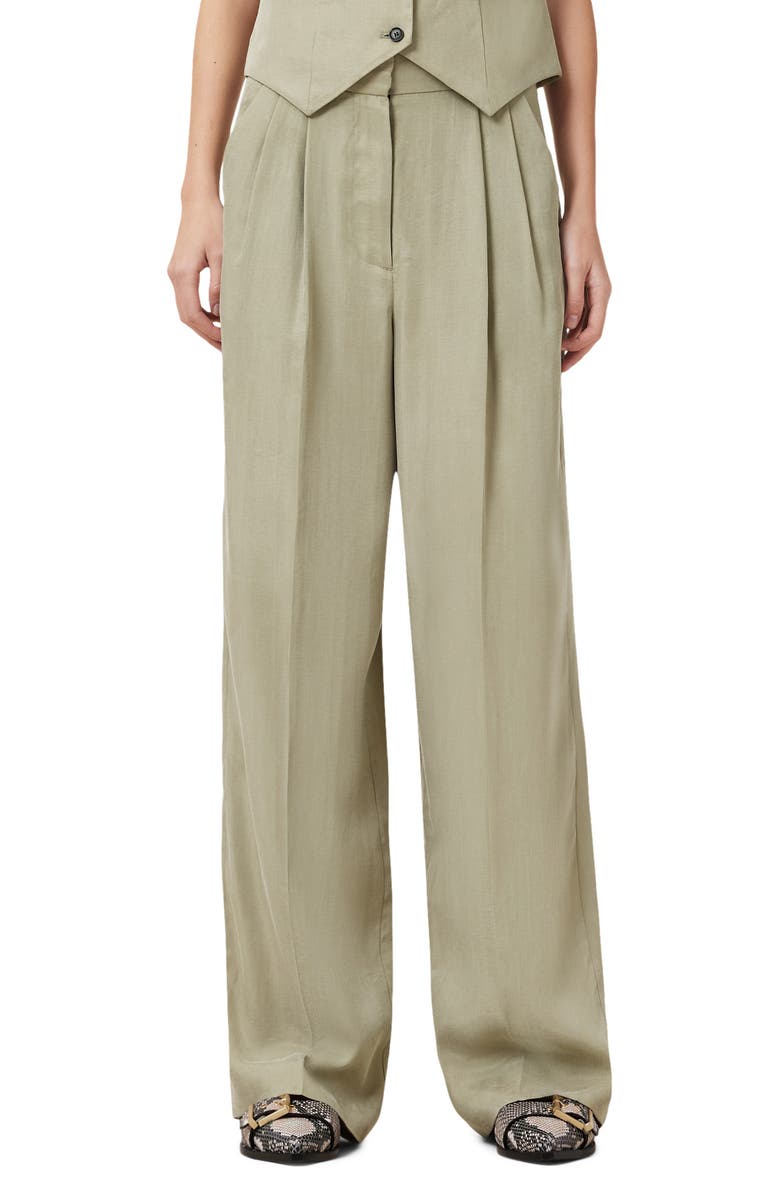 AllSaints Averie Ten Pleated Wide Leg Pants, Main, color, 