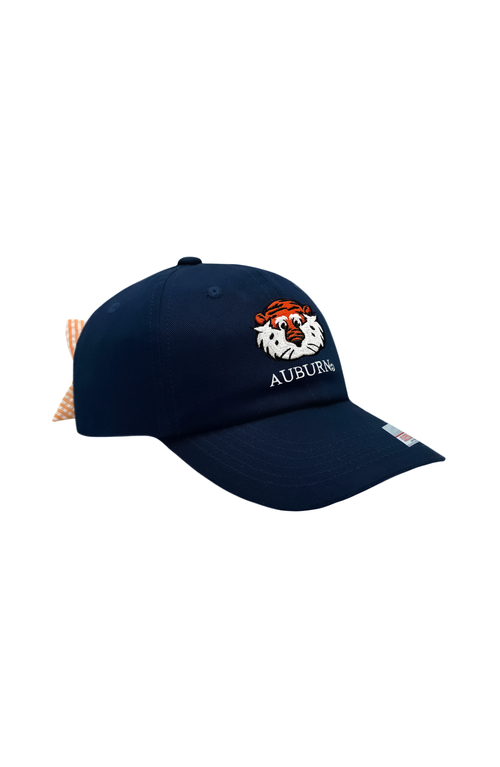 Bits & Bows Auburn Tigers Aubie Bow Baseball Hat In Green