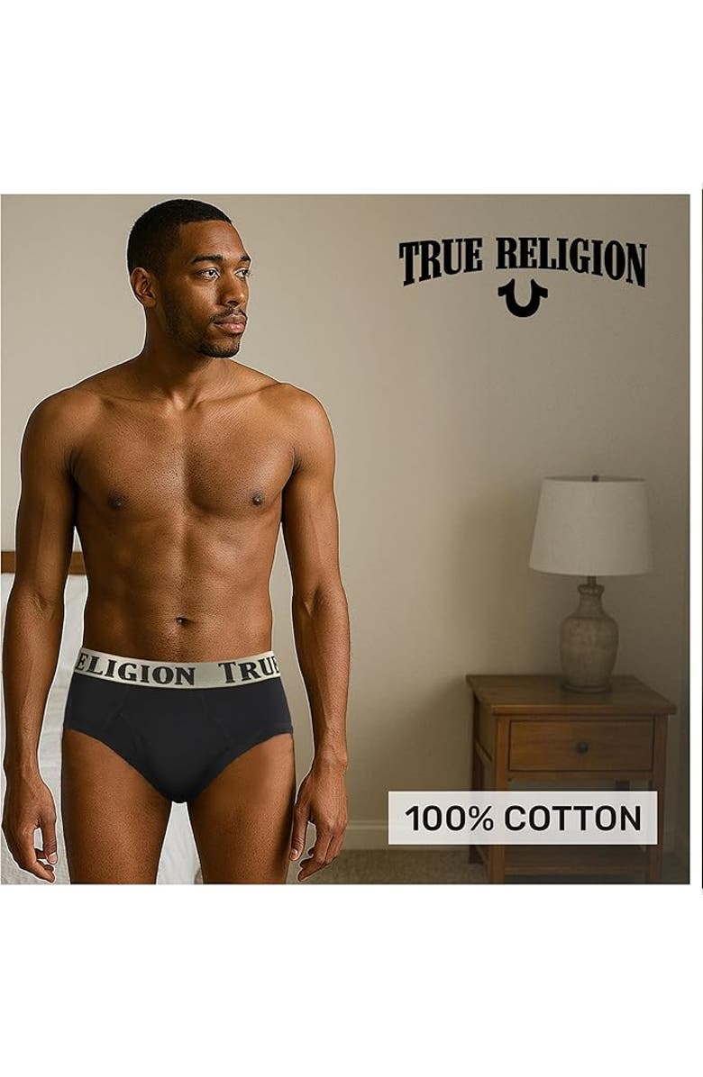 True Religion Briefs Soft Cotton Underwear Pack of 5, Alternate, color, Black