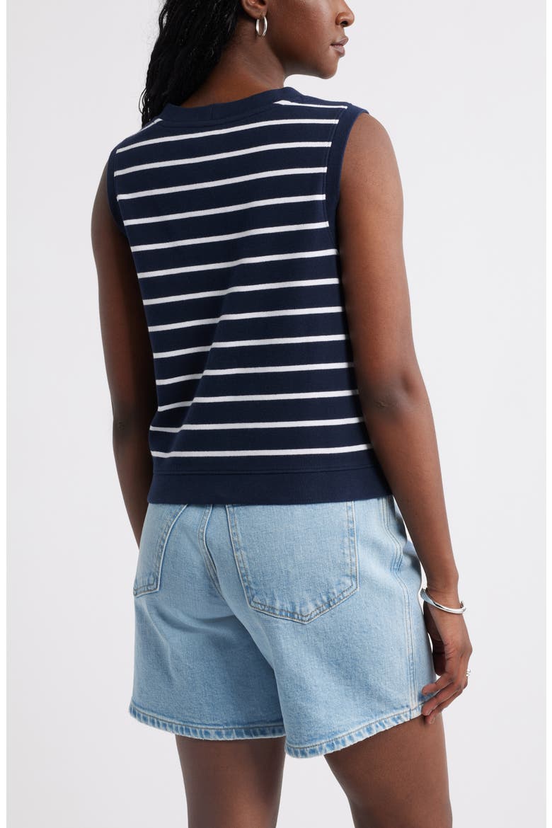 Button Front Knit Tank, Alternate, color, NAVY S WHITE STRIPE