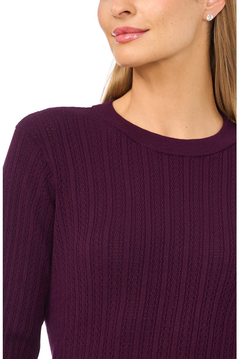 Pointelle Rib Crewneck Sweater, Alternate, color, WINTER BLOOM