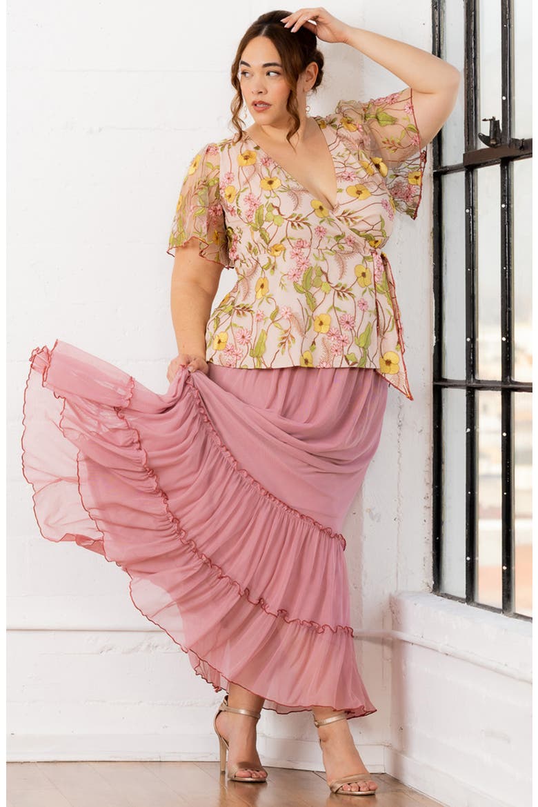 Isla Tiered Mesh Skirt, Alternate, color, ROSE QUARTZ