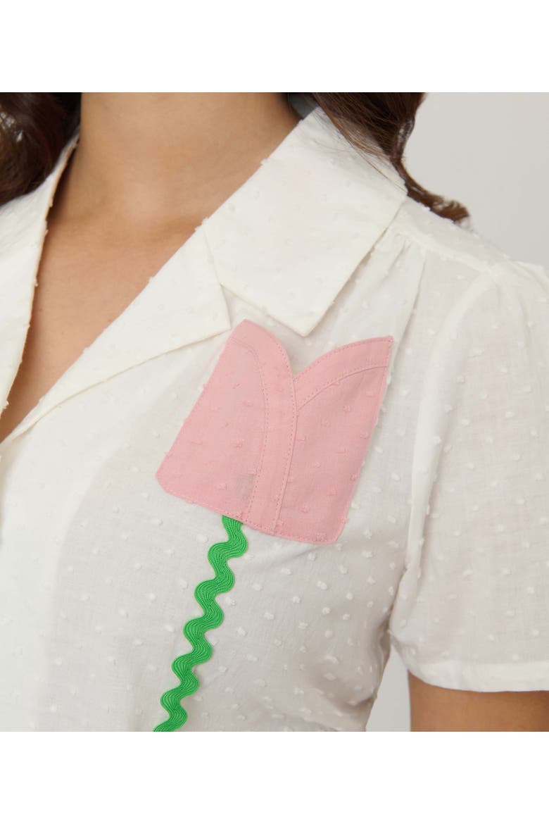 1940s Notched Collar Blouse, Alternate, color, White W/Pocket Detail
