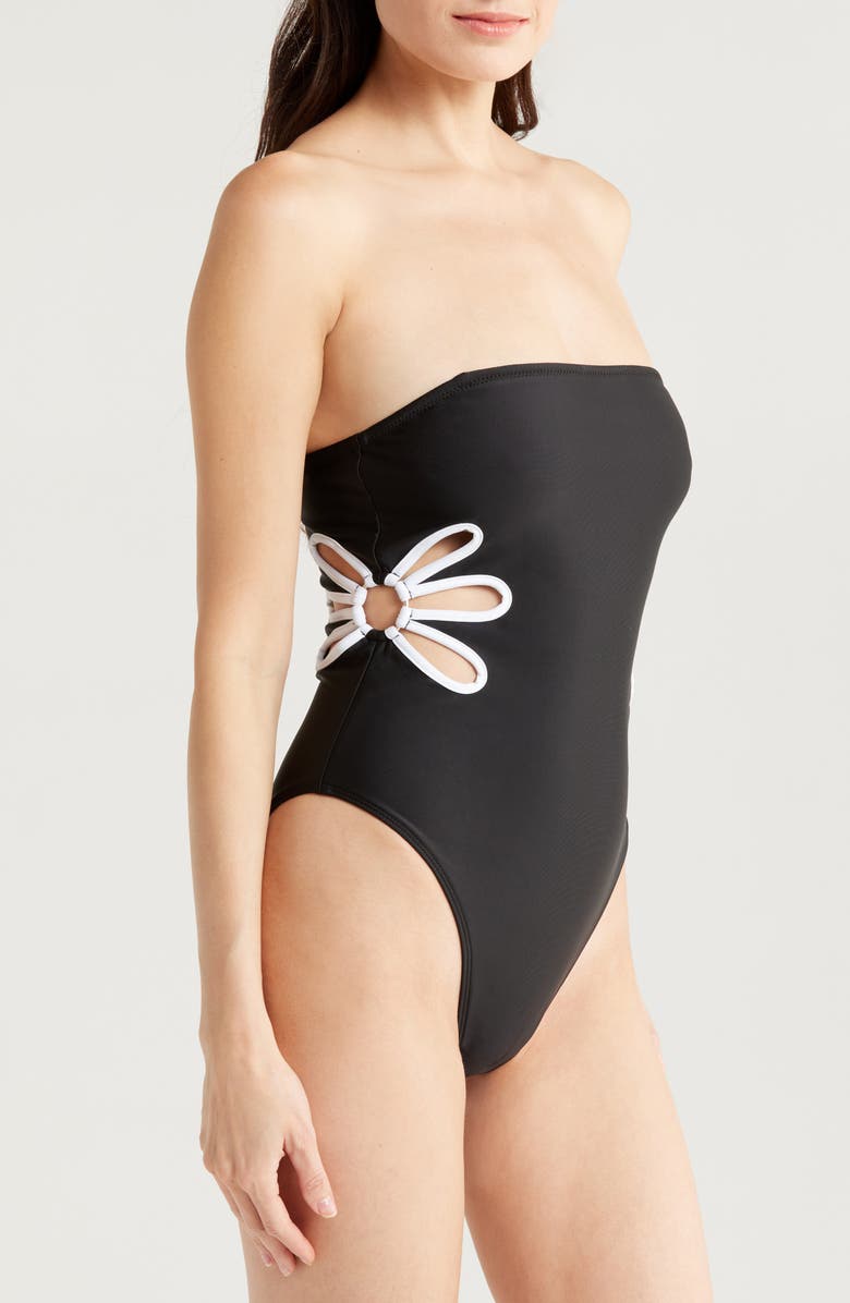 Ramy Brook Luca Cutout One-Piece Swimsuit, Alternate, color, Black/ White Cutout
