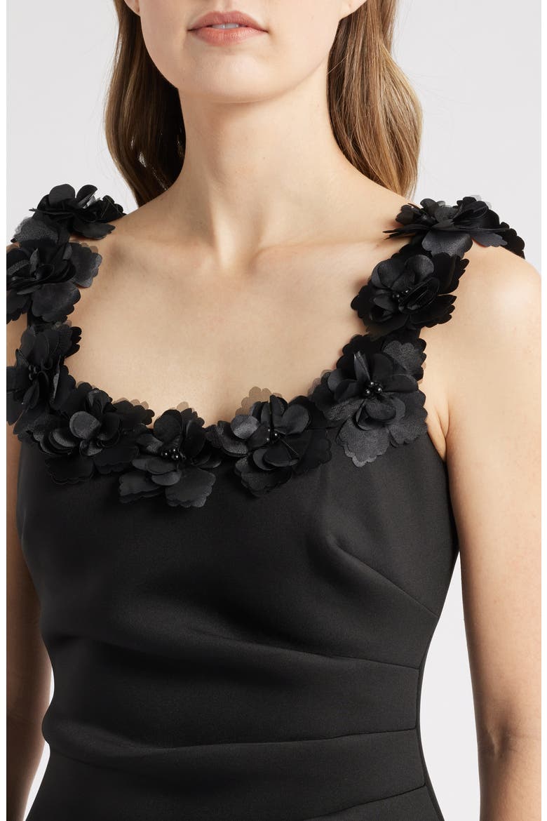 Flower Embellished Scoop Neck Minidress, Alternate, color, BLACK