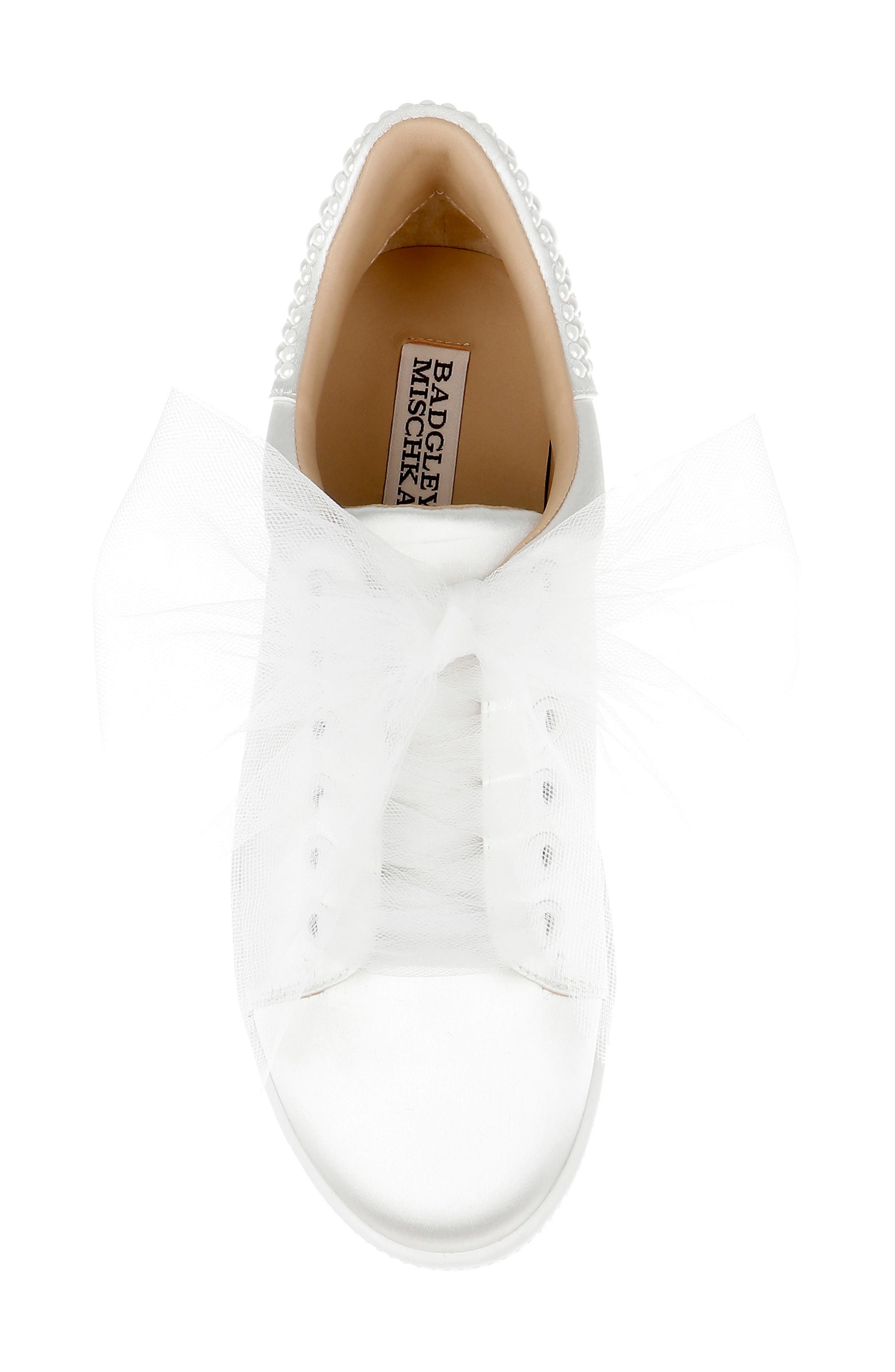 Badgley Mischka Collection Gem Platform Sneaker, Alternate, color, White Satin