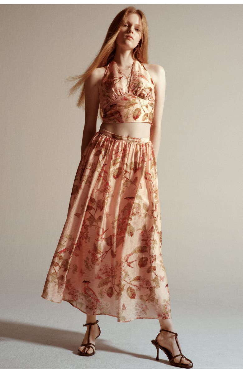 H&M Printed Halterneck Top, Alternate, color, Light Pink/Floral