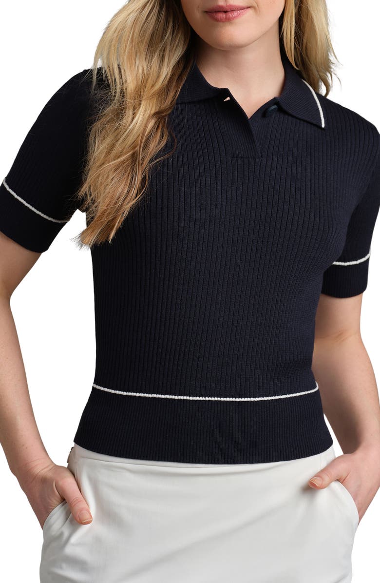 Rhone Birdie Rib Polo Sweater, Main, color, Navy Blue