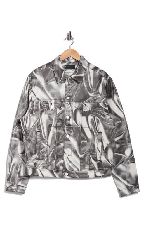 Purple Brand P024 Trucker Denim Jacket In Grey Print