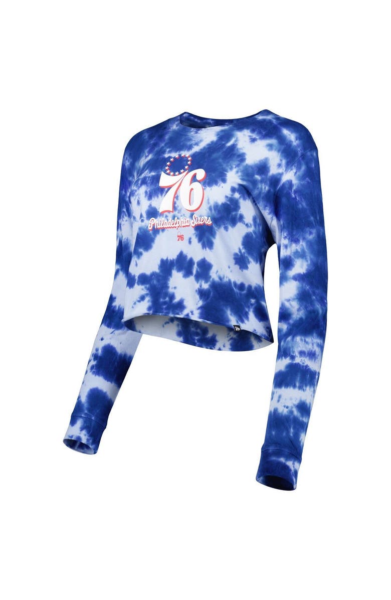 New Era Women's New Era Royal Philadelphia 76ers Tie Dye Cropped Long Sleeve T-Shirt, Alternate, color, Royal