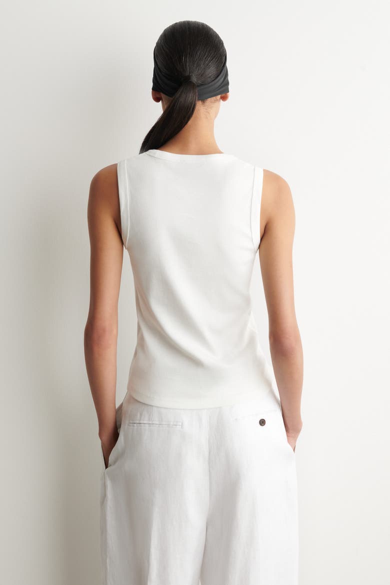 Cotton V-neck Tank Top, Alternate, color, WHITE