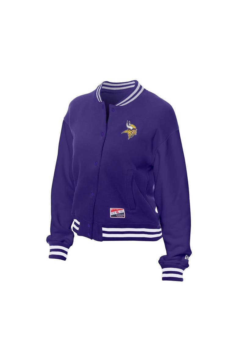 Women's New Era  Purple Minnesota Vikings Throwback Fleece Full-Snap Jacket, Alternate, color, Purple