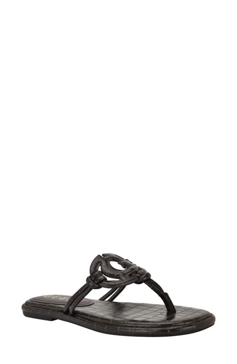 Saime Croc Embossed Sandal (Women)