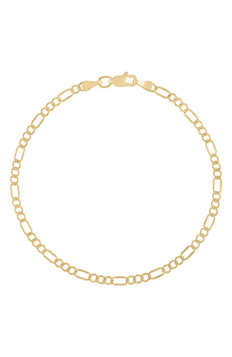 FUZION CREATIONS Figaro Chain Bracelet, Main, color, Yellow