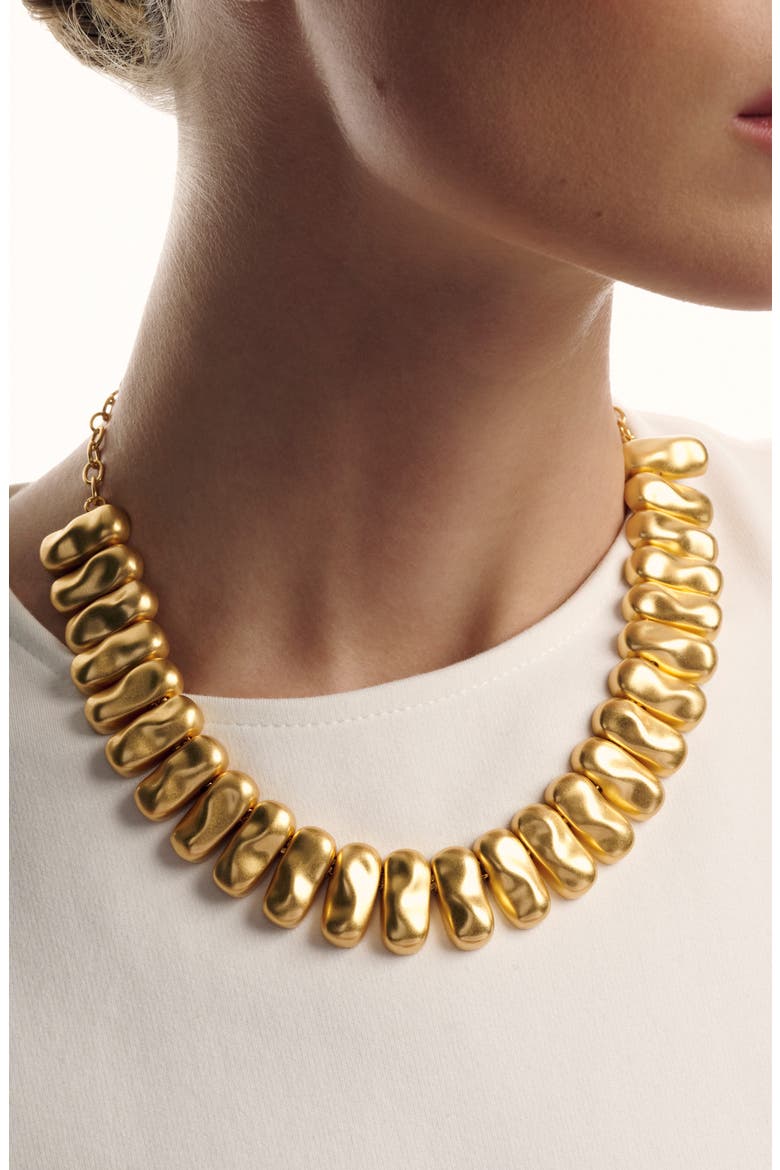 Tia Tumbled Metal Collar Necklace, Alternate, color, GOLD TONE