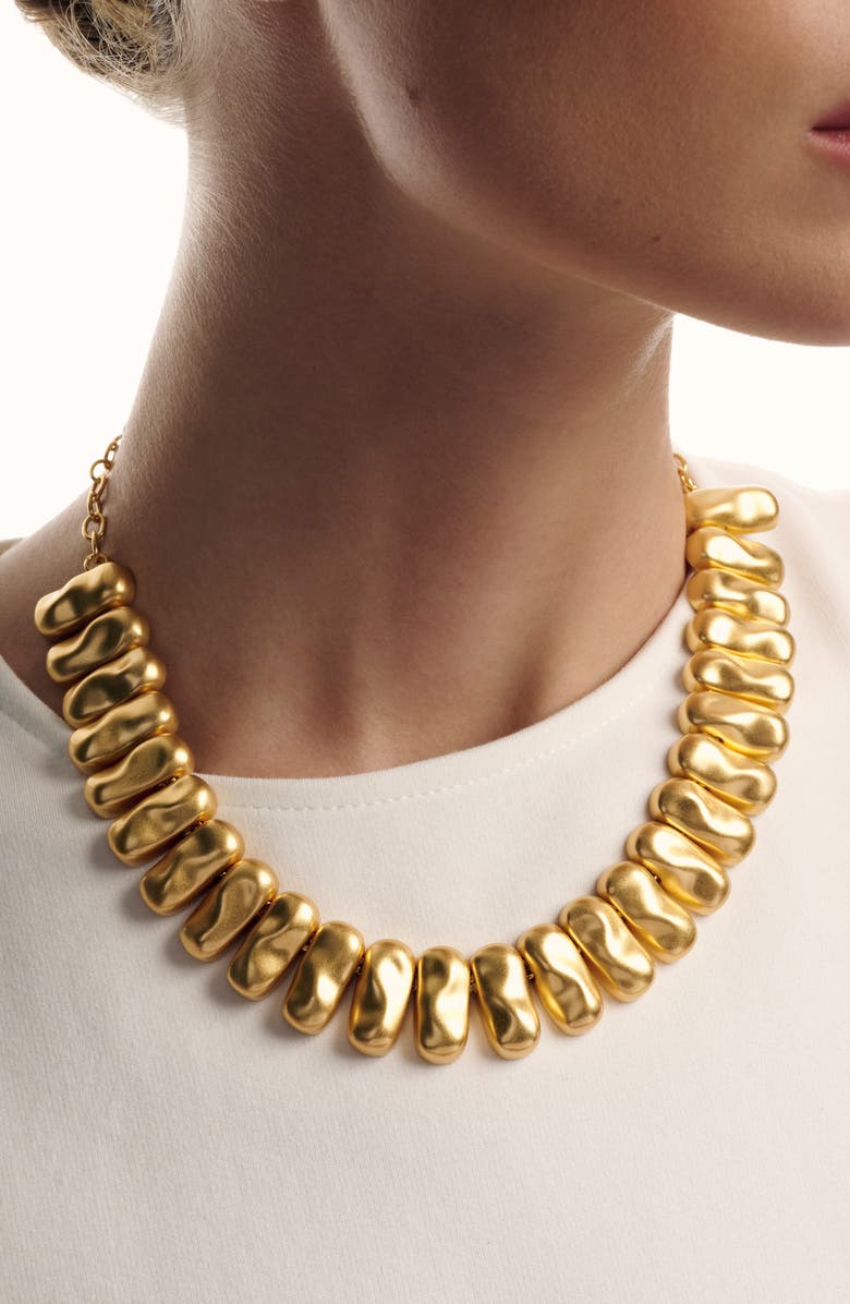 Reiss Tia Tumbled Metal Collar Necklace, Alternate, color, Gold Tone