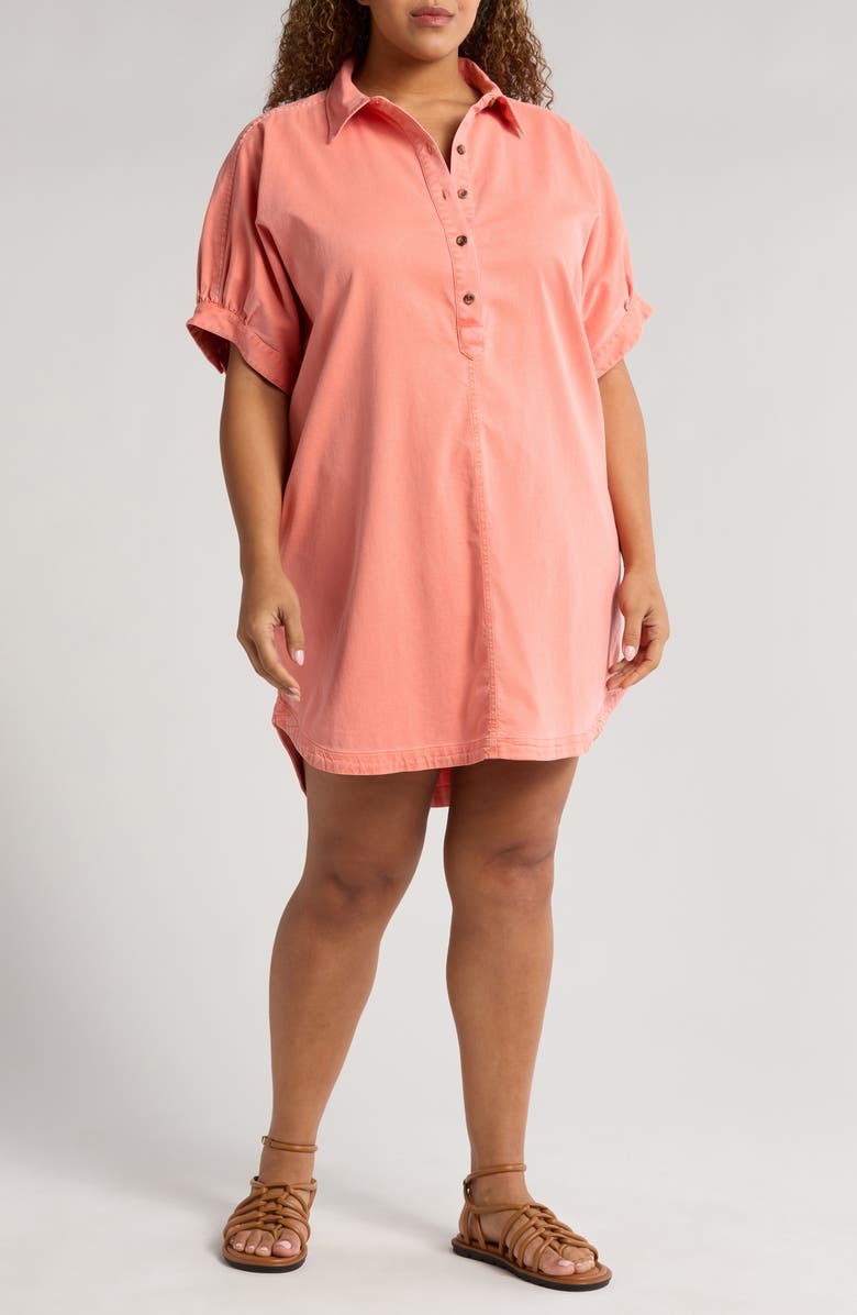 Treasure & Bond Woven Polo Shift Dress, Main, color, Coral Apple