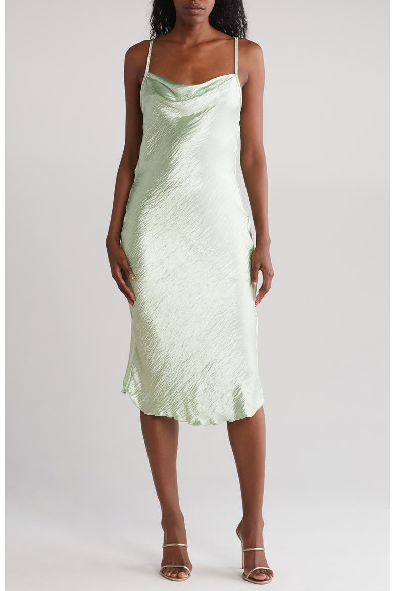 Hammered Satin Slipdress, Main, color, SAGE