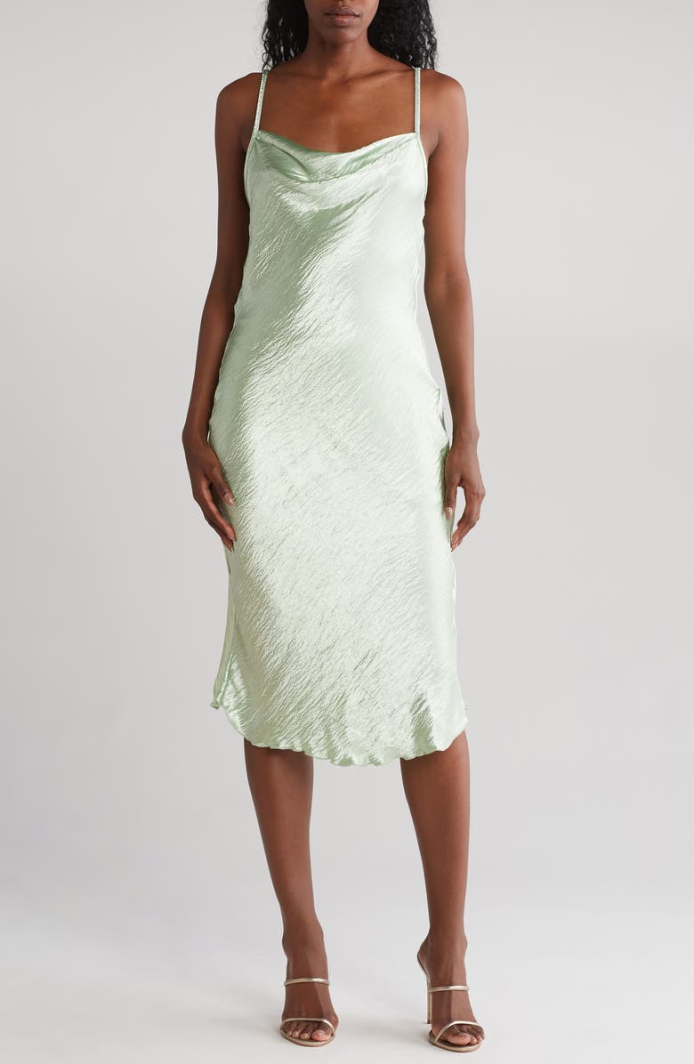 bebe Hammered Satin Slipdress, Main, color, 