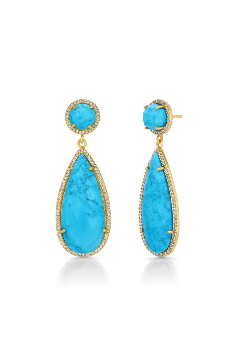 Large Pear Turquoise Earrings, Main, color, Turquoise