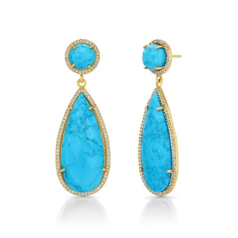 Large Pear Turquoise Earrings