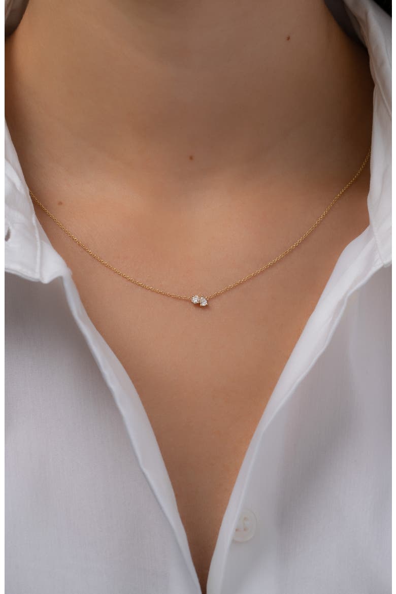 Diamond Toi Et Moi Necklace, Alternate, color, YELLOW GOLD