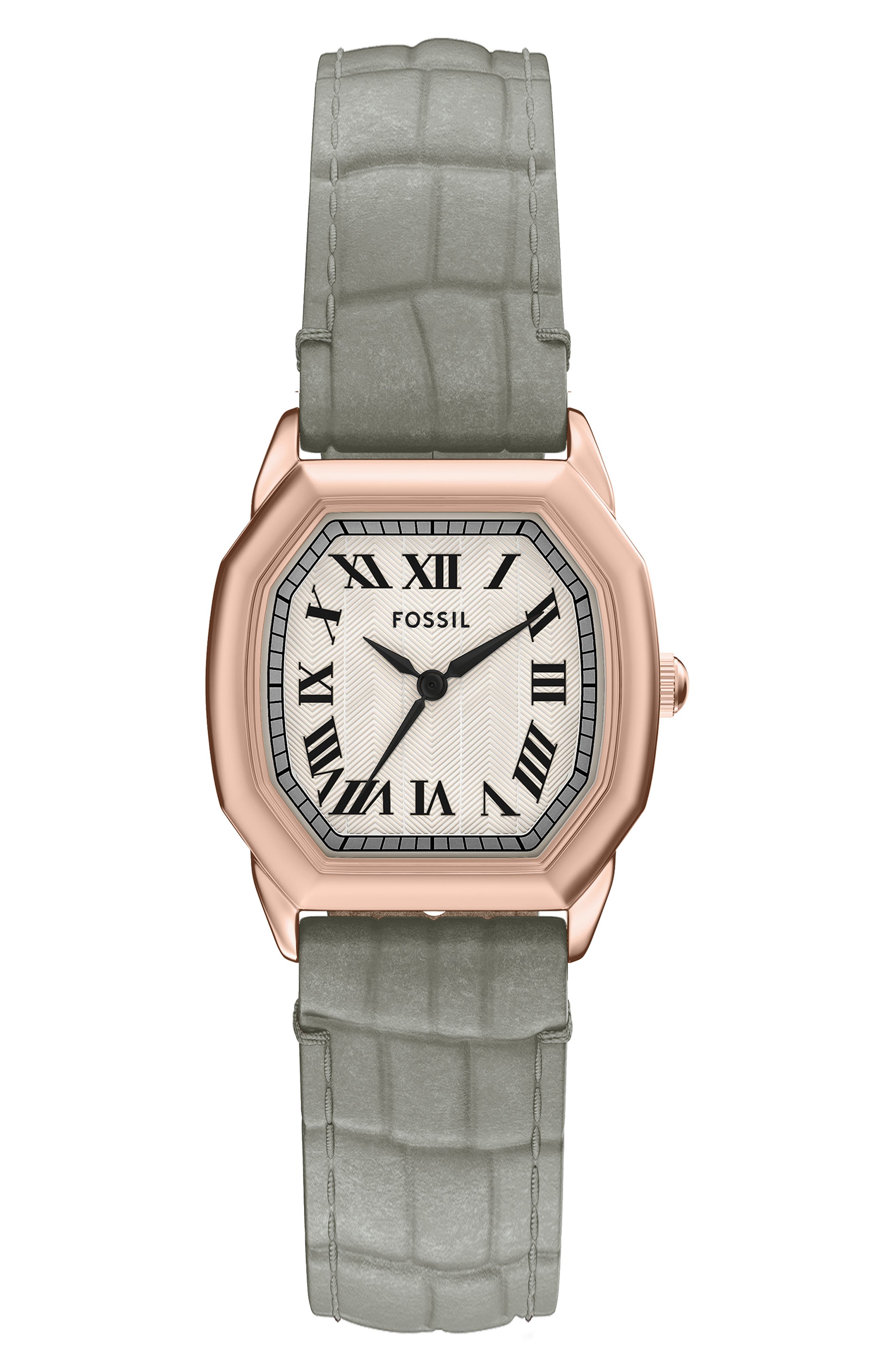 Fossil Harlow Croc Embossed Leather Strap Watch, 27mm